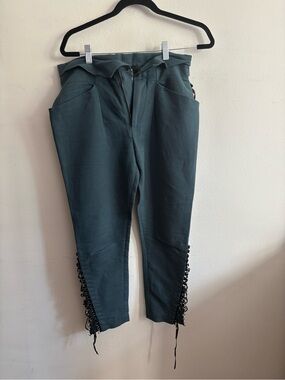 Isabel Marant turquoise pants with lace-up detail on sides